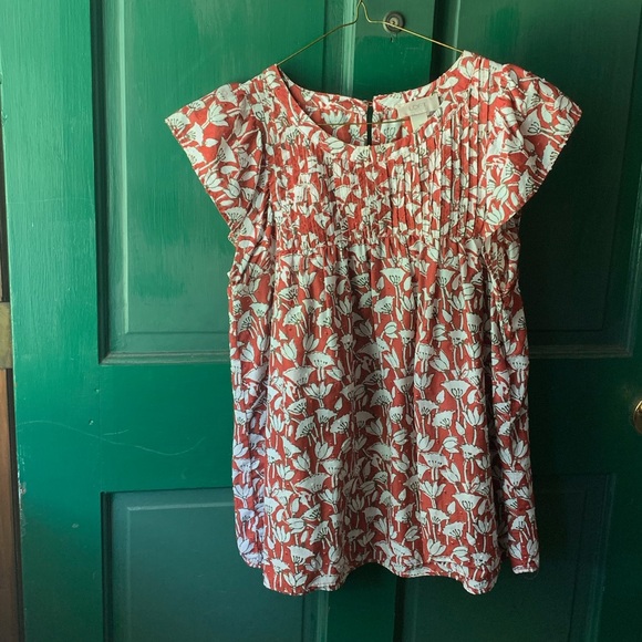 Red-Orange and White Loft Blouse - Picture 1 of 3